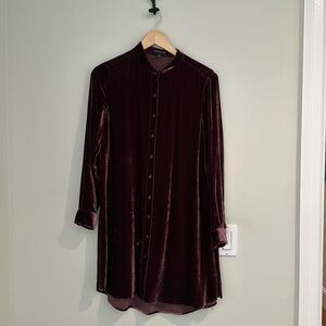 Eileen Fisher long velour top.  Burgundy. Sz PS/PP